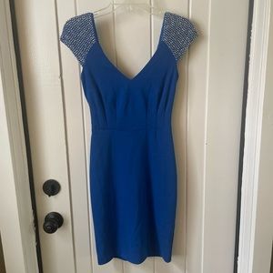Alexia Admor Mini Dress Blue Womens Size XS Lined With Stones